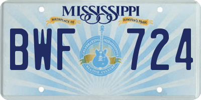 MS license plate BWF724
