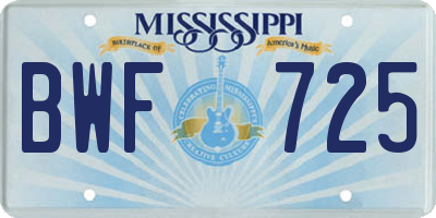 MS license plate BWF725