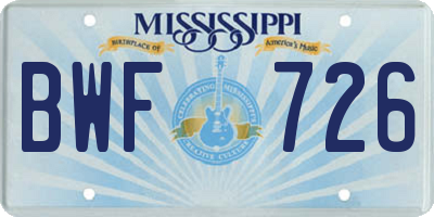 MS license plate BWF726