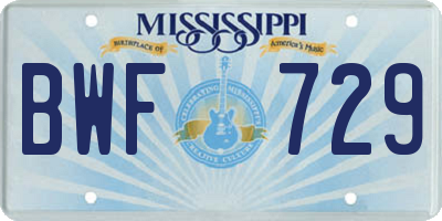 MS license plate BWF729