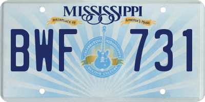 MS license plate BWF731