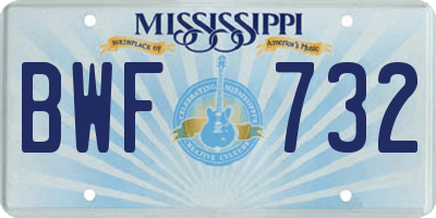 MS license plate BWF732