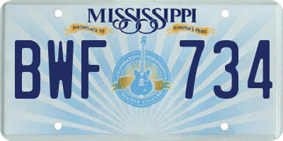 MS license plate BWF734