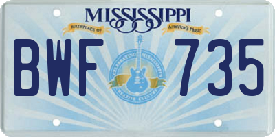 MS license plate BWF735