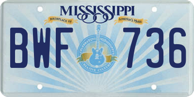 MS license plate BWF736