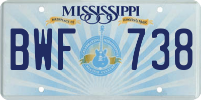 MS license plate BWF738