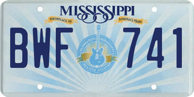 MS license plate BWF741