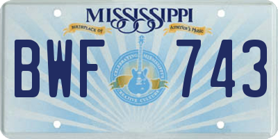 MS license plate BWF743