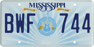 MS license plate BWF744
