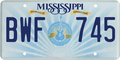 MS license plate BWF745