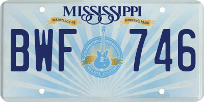 MS license plate BWF746