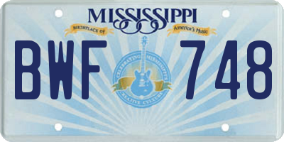 MS license plate BWF748