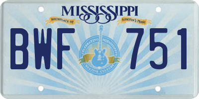 MS license plate BWF751