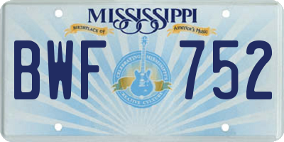 MS license plate BWF752