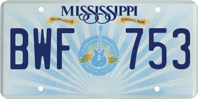 MS license plate BWF753