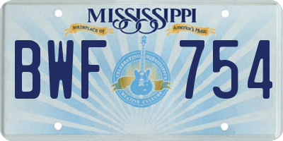 MS license plate BWF754