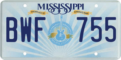 MS license plate BWF755