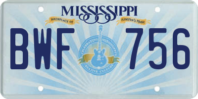 MS license plate BWF756
