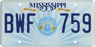 MS license plate BWF759