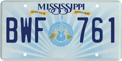 MS license plate BWF761