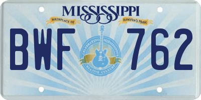 MS license plate BWF762