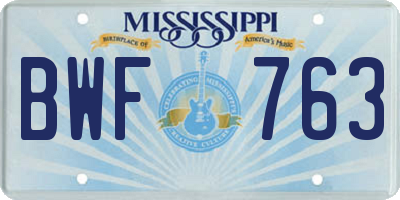 MS license plate BWF763