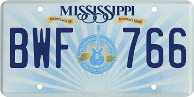 MS license plate BWF766