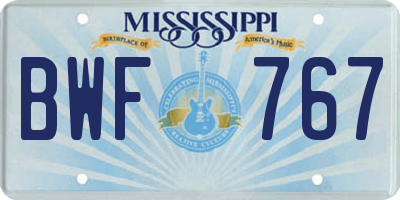 MS license plate BWF767