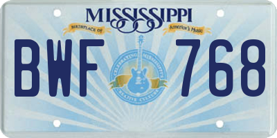 MS license plate BWF768