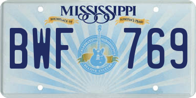 MS license plate BWF769