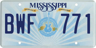 MS license plate BWF771