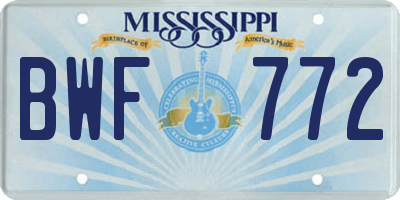 MS license plate BWF772