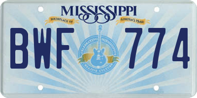 MS license plate BWF774