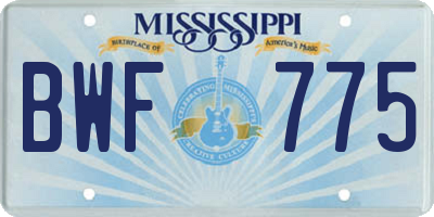 MS license plate BWF775