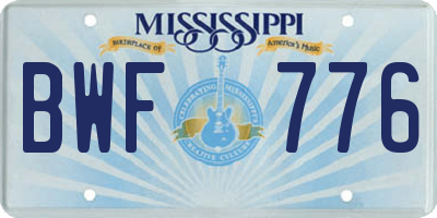 MS license plate BWF776