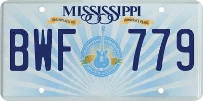 MS license plate BWF779
