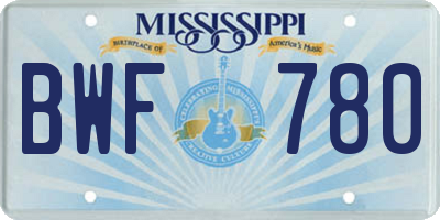 MS license plate BWF780