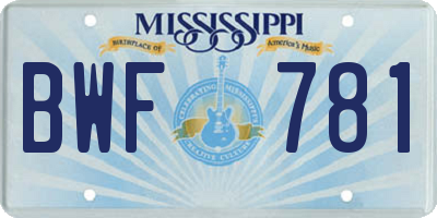 MS license plate BWF781