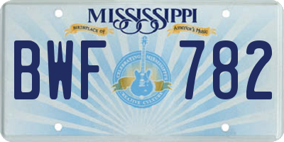 MS license plate BWF782