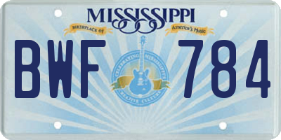 MS license plate BWF784