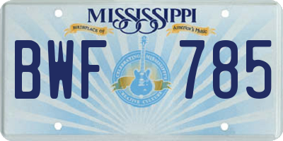 MS license plate BWF785