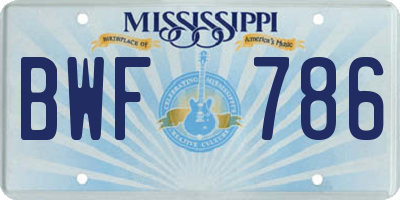 MS license plate BWF786