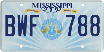 MS license plate BWF788