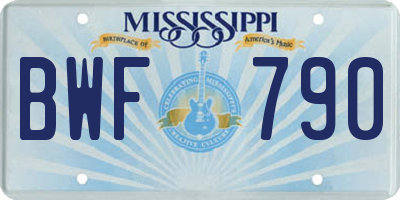 MS license plate BWF790