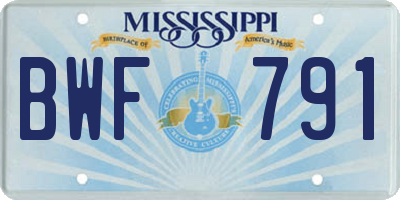 MS license plate BWF791