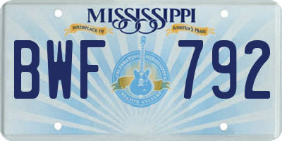 MS license plate BWF792