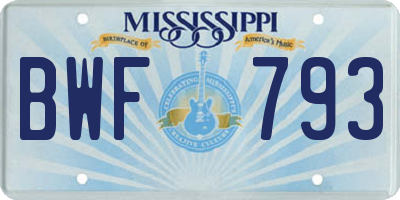 MS license plate BWF793