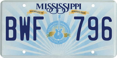 MS license plate BWF796