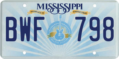 MS license plate BWF798