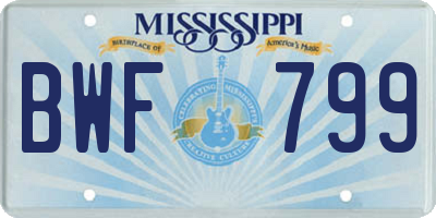 MS license plate BWF799